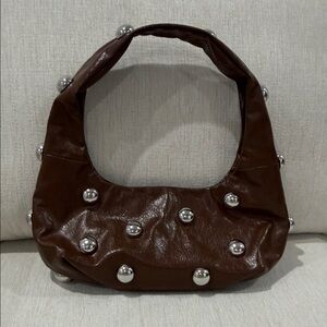 Zara Brown Studded Shoulder Bag - Women's Fashion Handbag